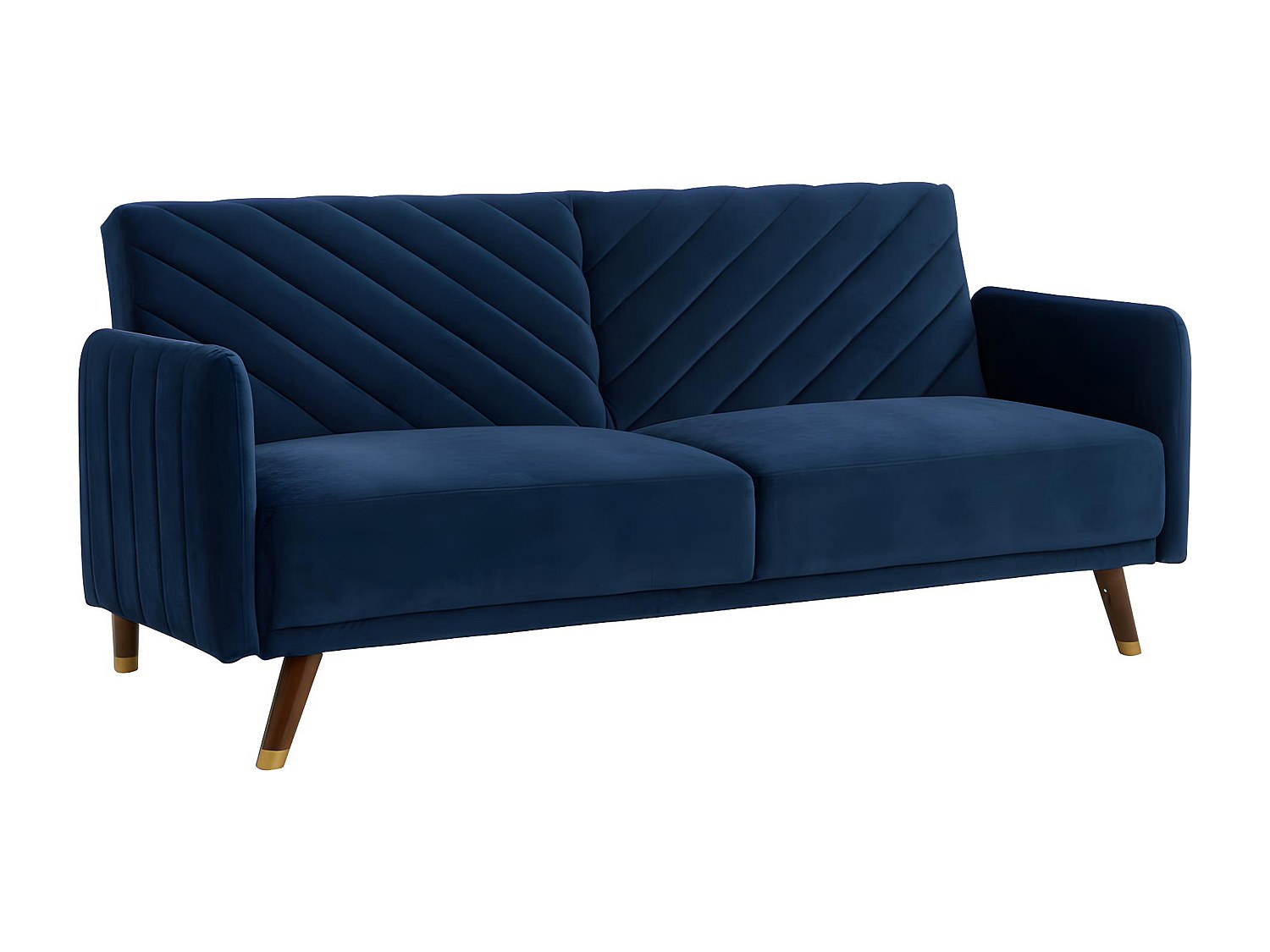 Schlafsofa Klappsofa 3-Sitzer - Samt - Blau - JORIS günstig online kaufen