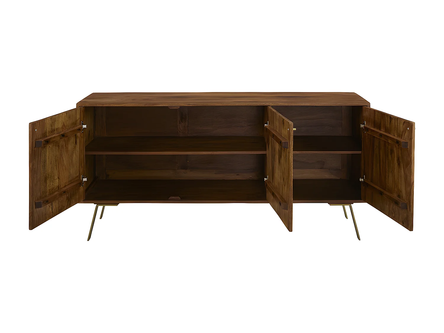 Buffet ORPHEA - 3 portes - Bois de Sheesham & métal doré