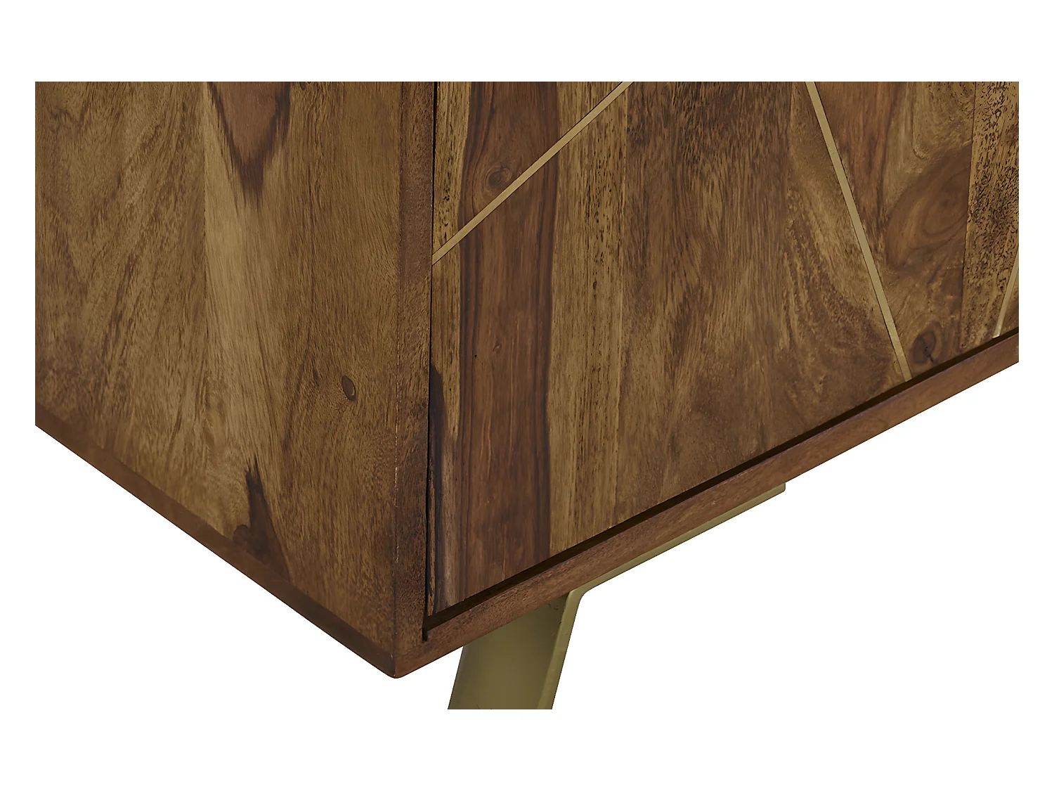 Buffet ORPHEA - 3 portes - Bois de Sheesham & métal doré