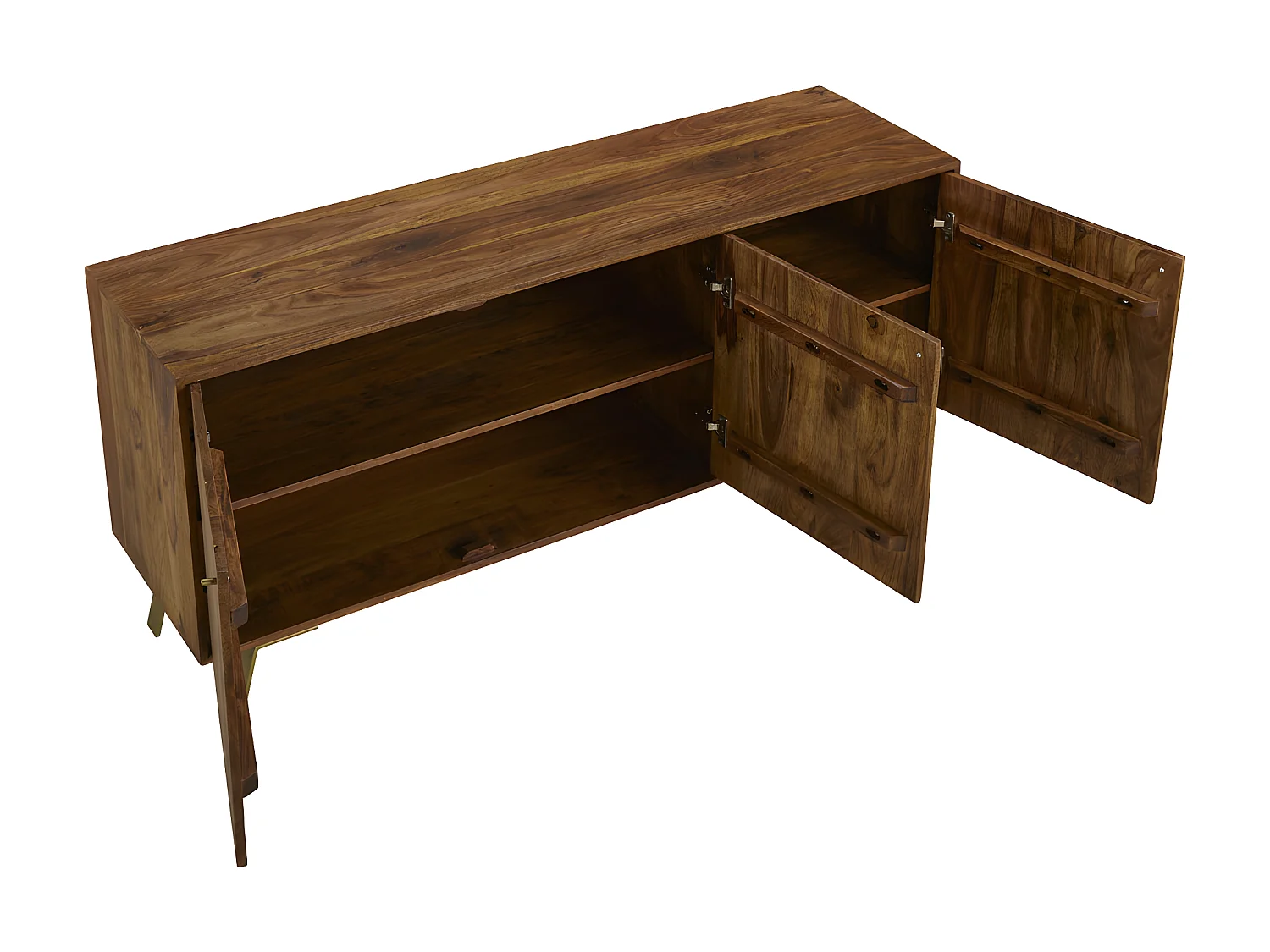 Buffet ORPHEA - 3 portes - Bois de Sheesham & métal doré