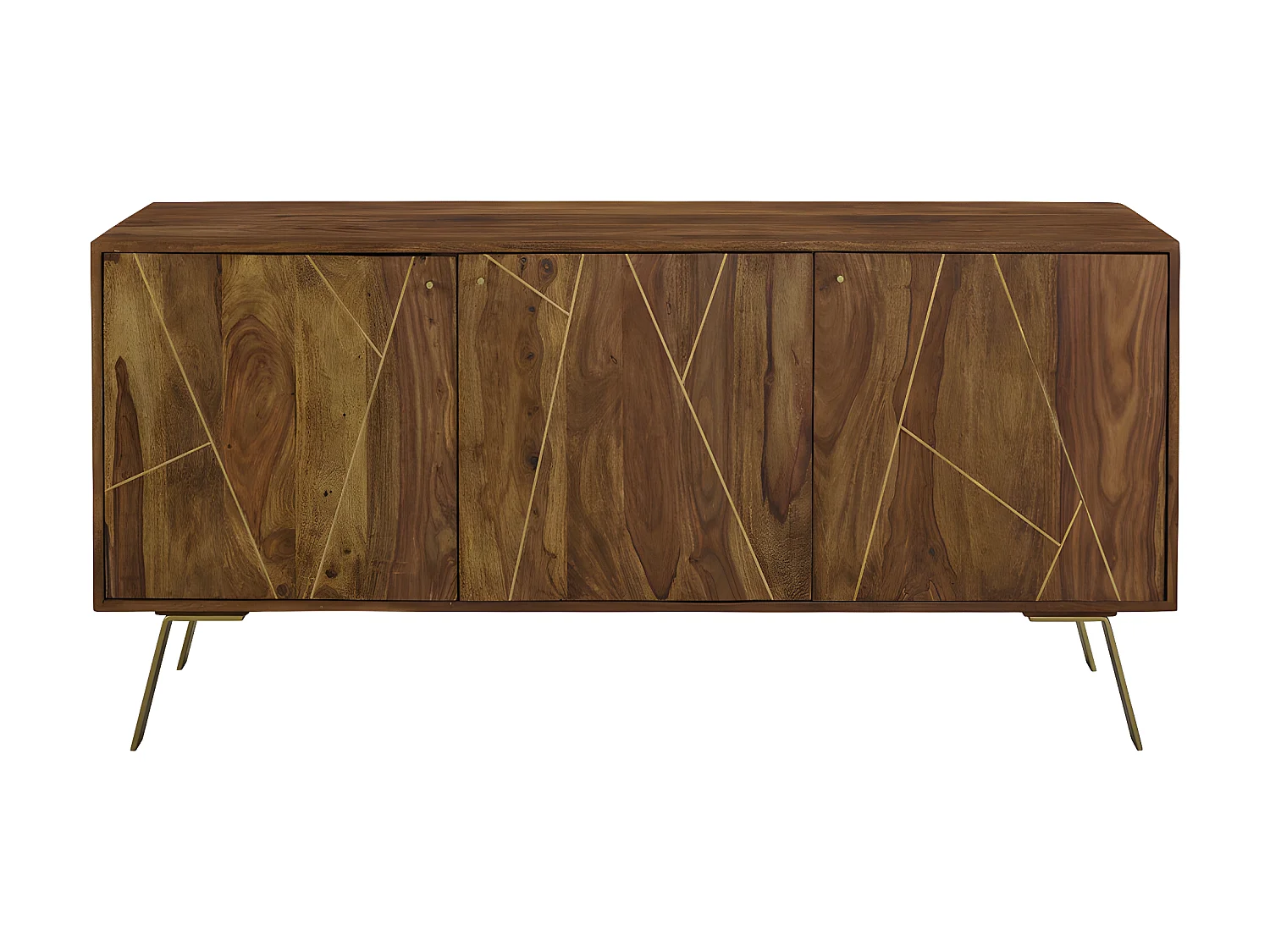 Buffet ORPHEA - 3 portes - Bois de Sheesham & métal doré