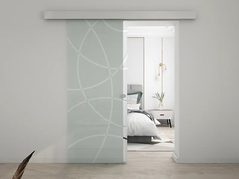 Schuifdeur met opbouwsysteem HEIDI - H205 x L73 cm - gehard glas