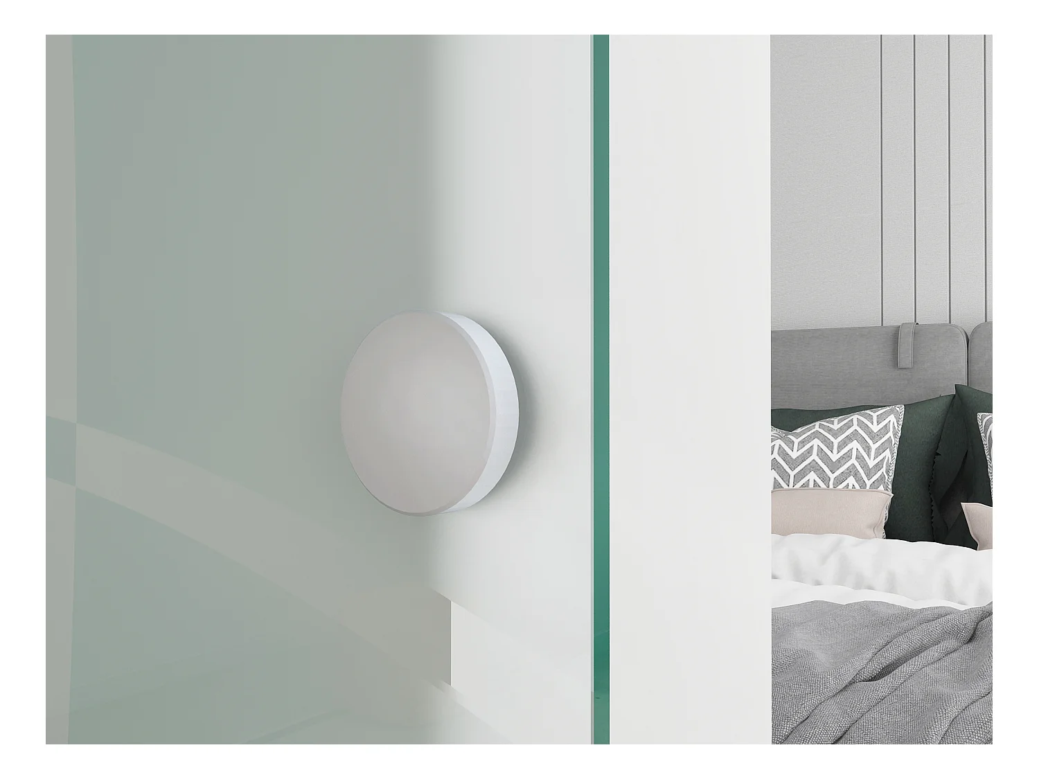 Porte coulissante avec système en applique H205 x L73 cm - Verre trempé dépoli - HEIDI