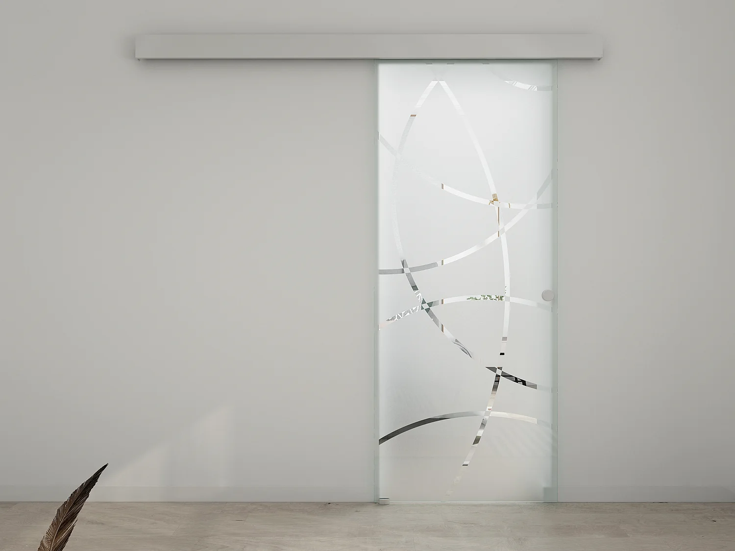 Skjutdörr på väggskena frostat härdat glas 73 x 205 cm HEIDI