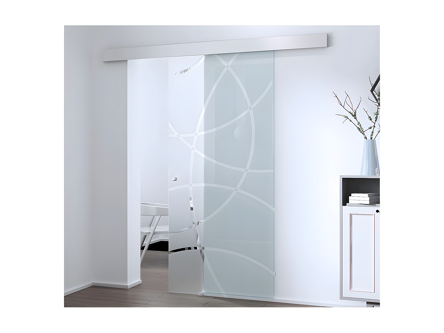 Vente-unique Schiebetür Mit Laufschienensystem - 205 X 93 Cm - Sicherheitsglas - Heidi