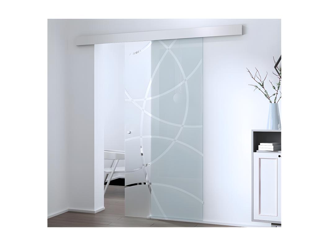 Schuifdeur met opbouwsysteem HEIDI - H205 x L93 cm - gehard glas