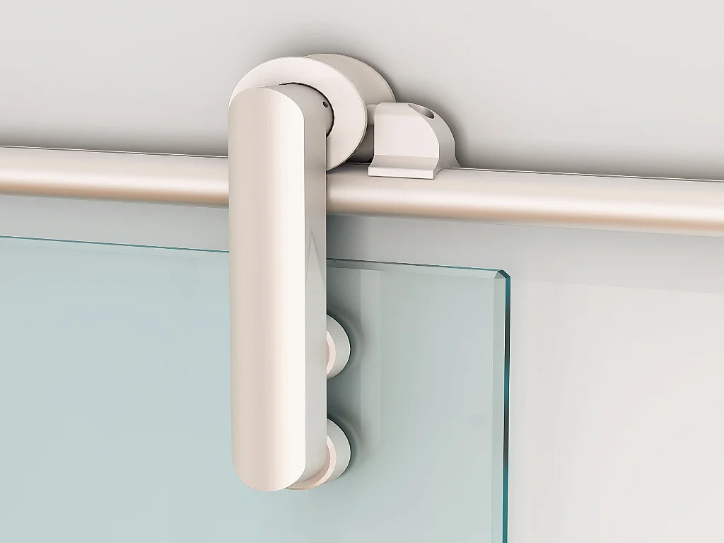 Porte coulissante avec système en applique CLEAVER - H205 x L73 cm - Verre trempé dépoli