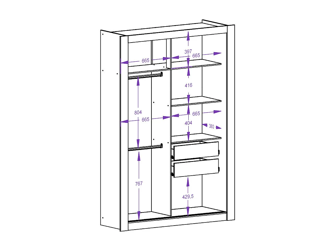Armoire PETTERI - 2 portes coulissantes - Avec miroir - L.152 cm - Blanc
