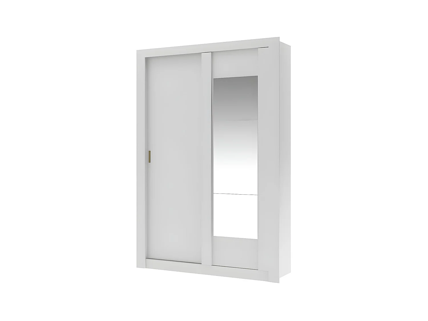 Armoire PETTERI - 2 portes coulissantes - Avec miroir - L.152 cm - Blanc