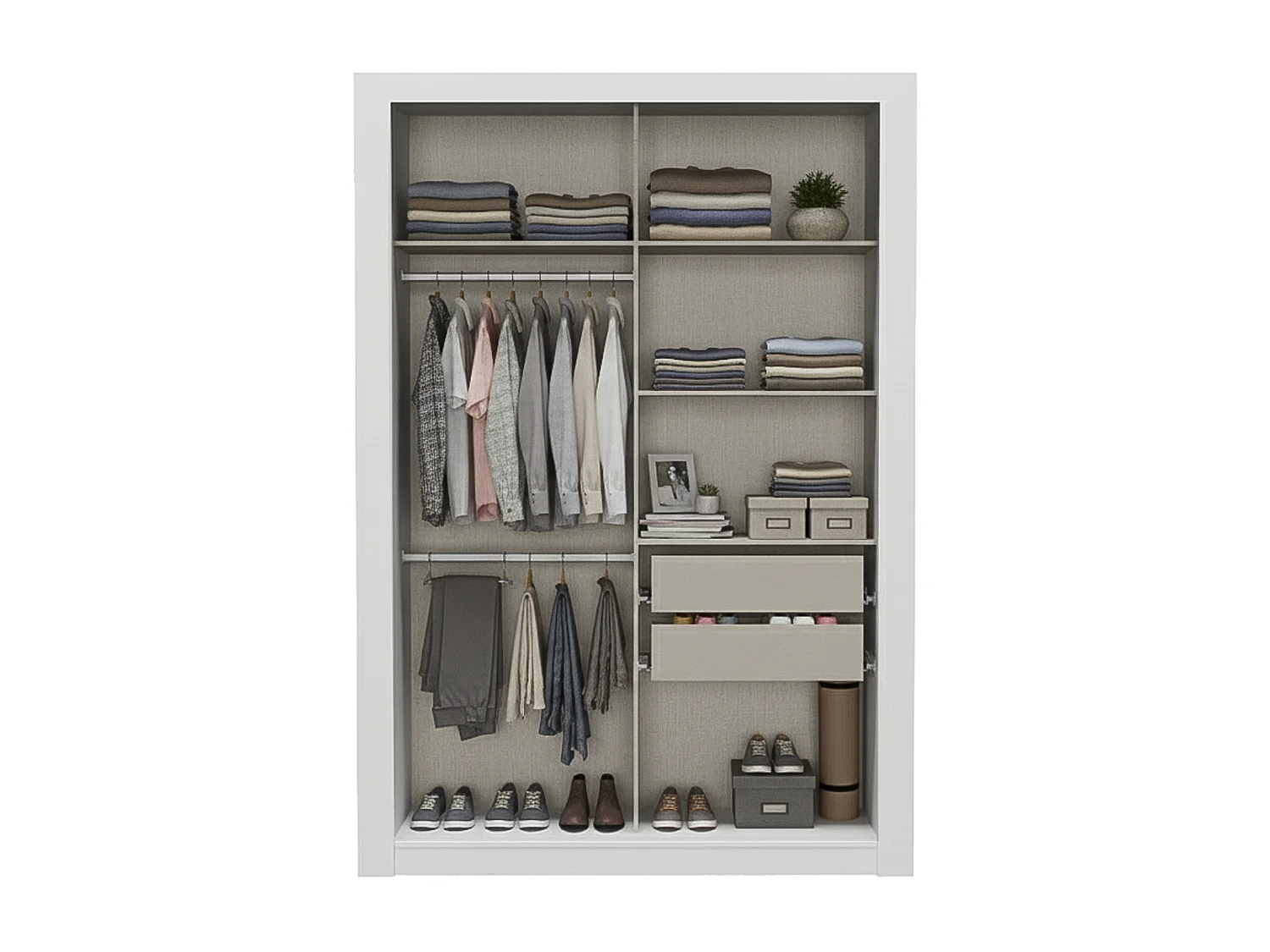 Armadio 2 ante scorrevoli con specchio L.152 cm Bianco - PETTERI