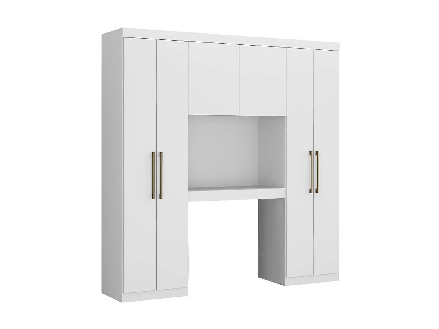 Brugkast ANTERO - 6 deuren - Met kast en opbergruimte - L200 cm - Wit