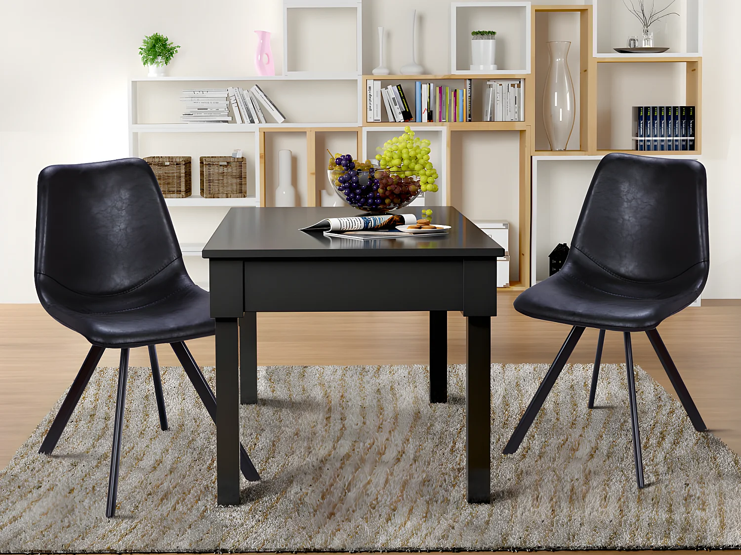 Lote de 6 sillas LUBINE - Piel sintética - negro