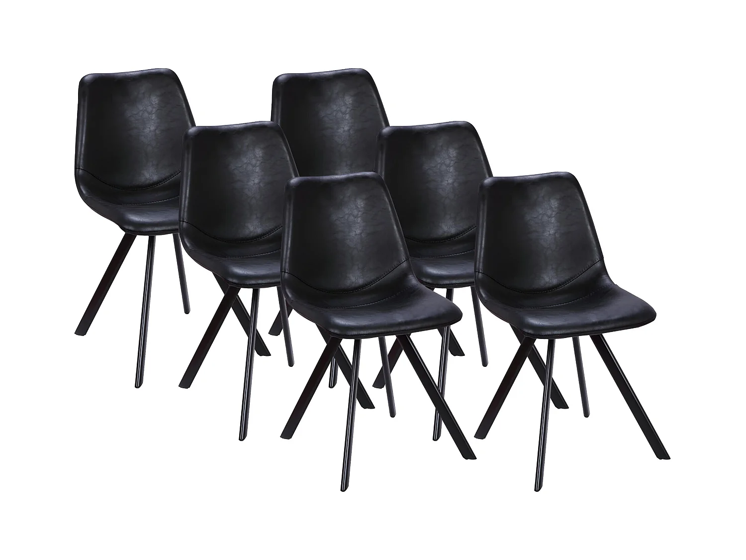Lot de 6 chaises LUBINE - Simili - Noir