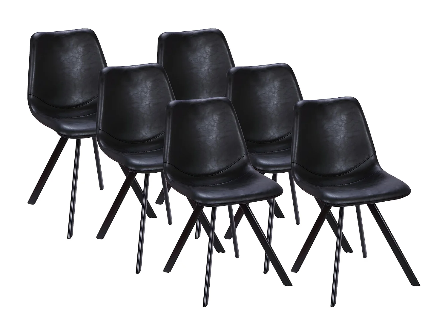 Conjunto de 6 cadeiras LUBINE - Pele sintética - Preto