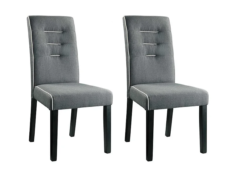 Lot de 2 chaises en tissu et bois d'hévéa - Gris - GABELLE