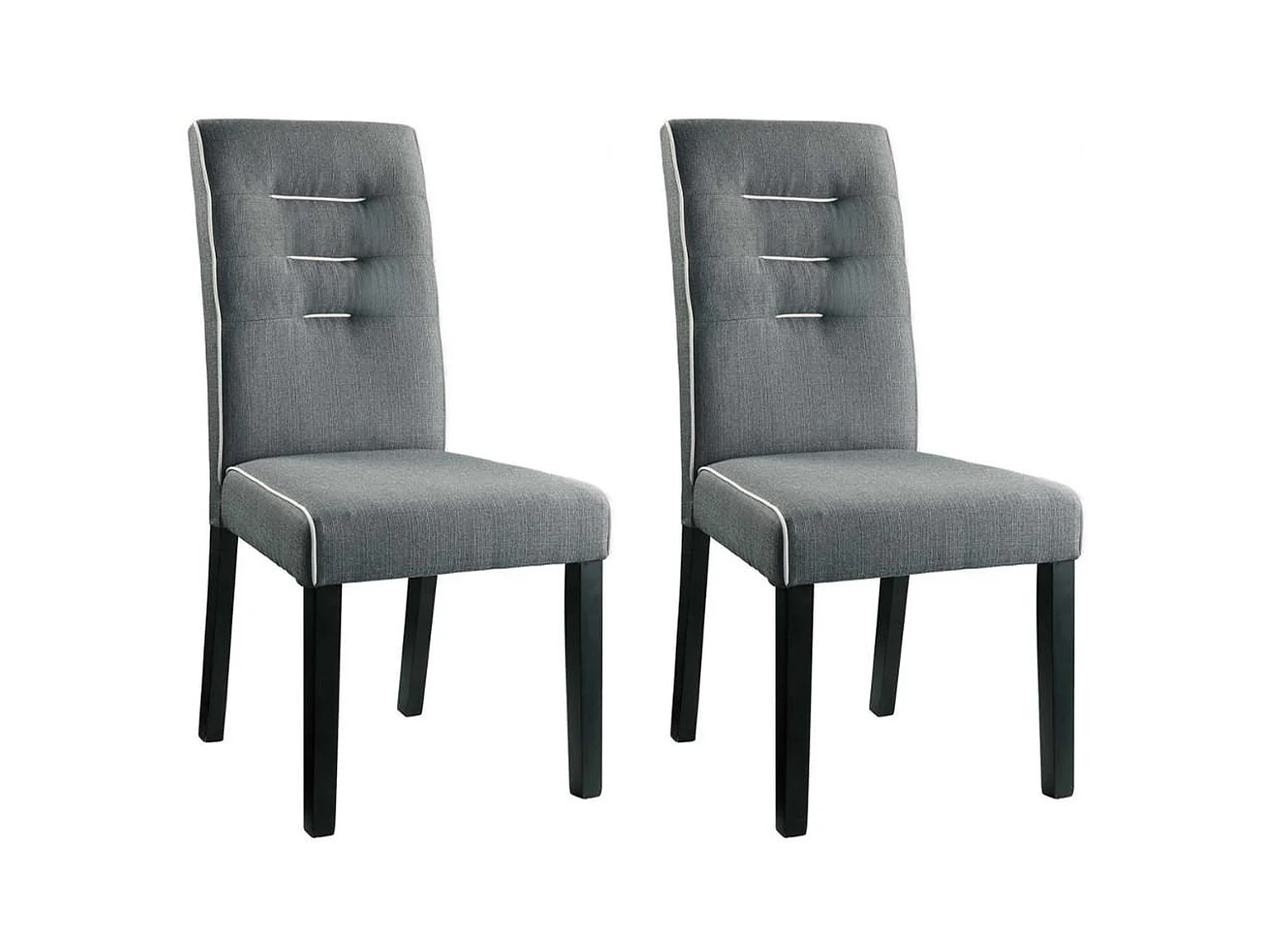 Lot de 2 chaises en tissu et bois d'hévéa - Gris - GABELLE