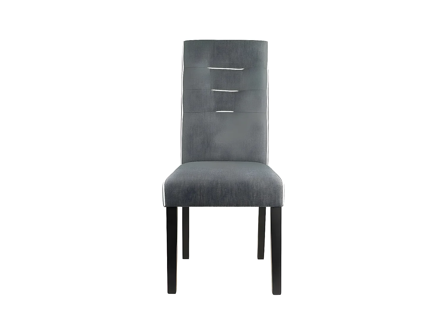 Lot de 2 chaises en tissu et bois d'hévéa - Gris - GABELLE