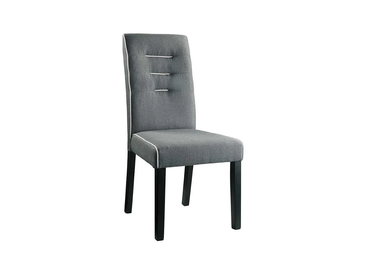 Lot de 2 chaises en tissu et bois d'hévéa - Gris - GABELLE