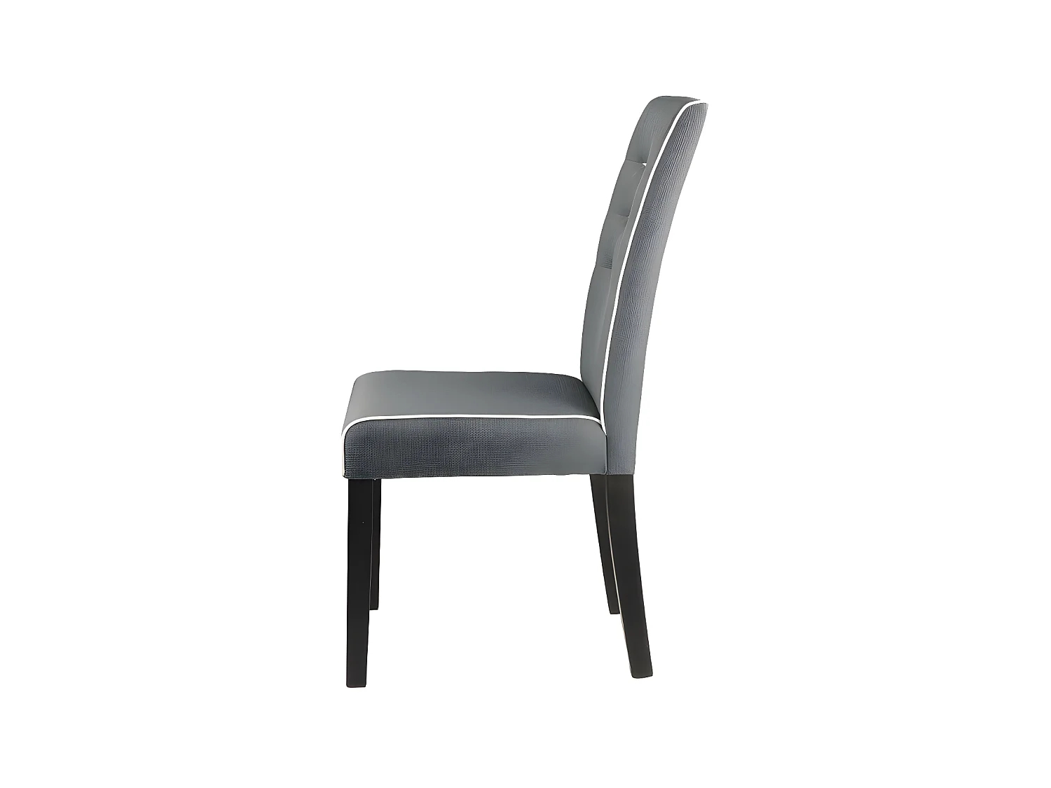 Lot de 2 chaises en tissu et bois d'hévéa - Gris - GABELLE
