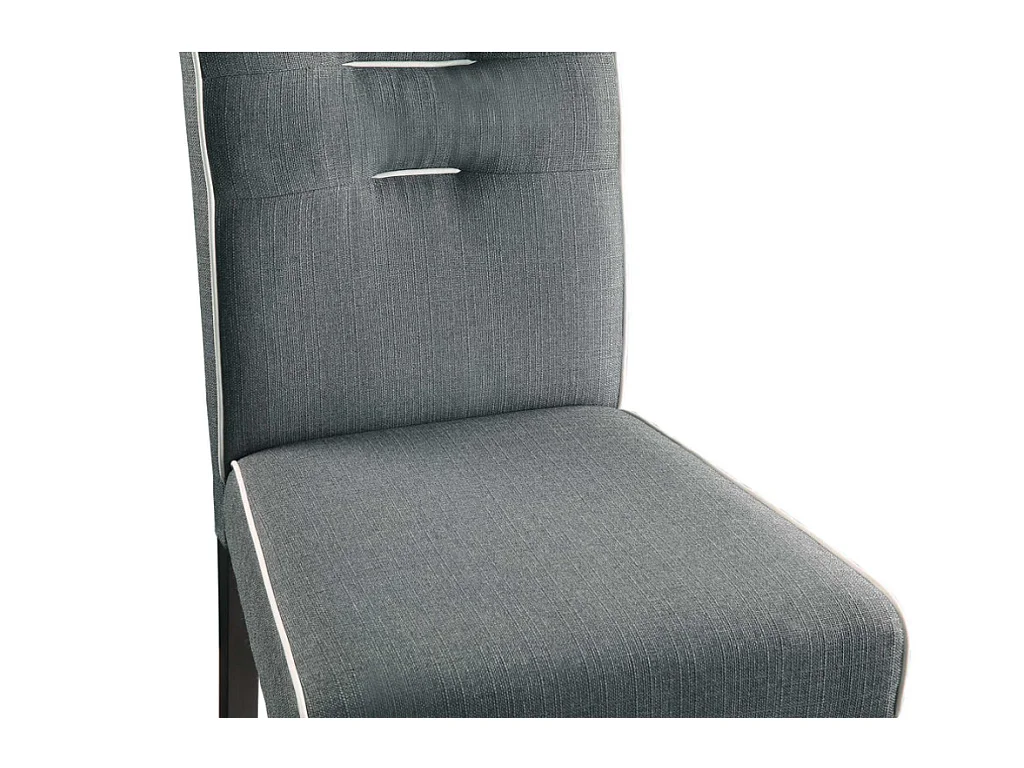 Lot de 2 chaises en tissu et bois d'hévéa - Gris - GABELLE
