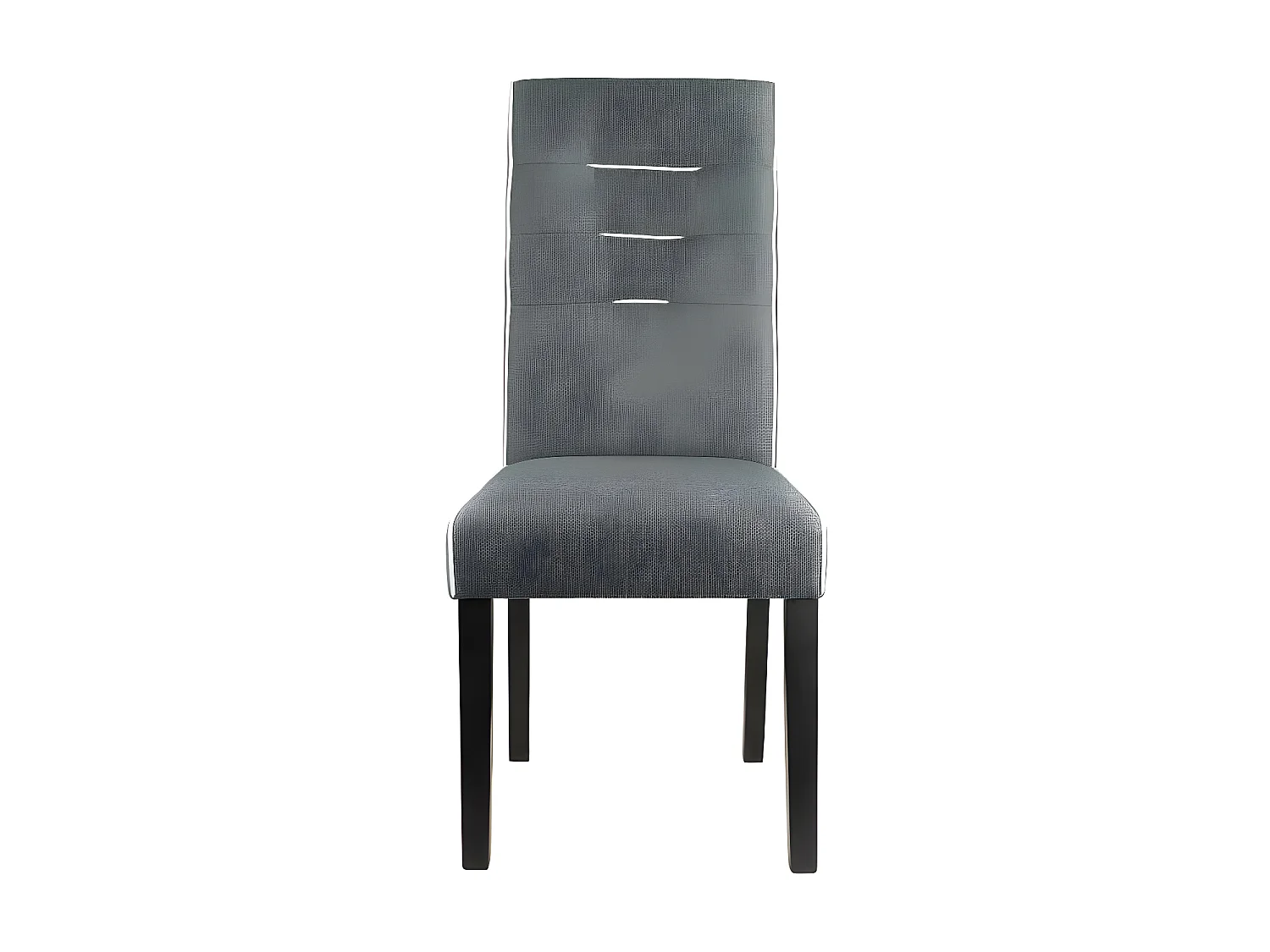 Lot de 2 chaises en tissu et bois d'hévéa - Gris - GABELLE