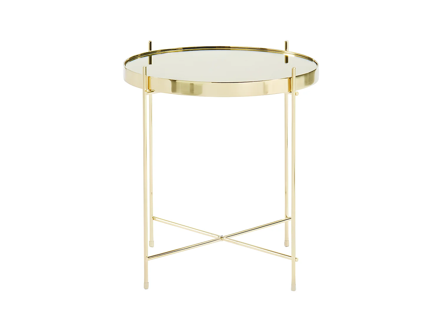 Stolik MARCIA — lustro i metal — pozłacany