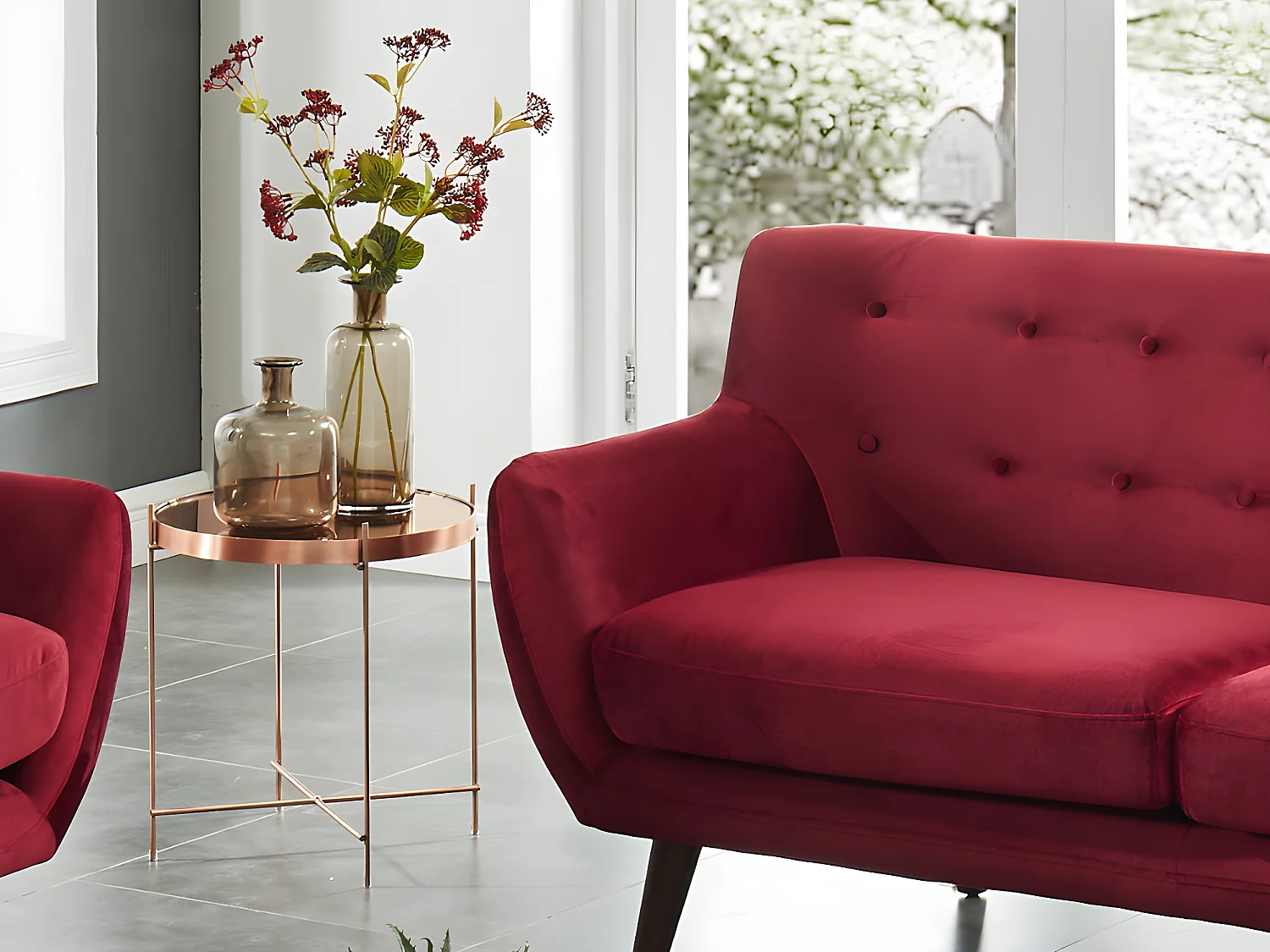 Stolik MARCIA — lustro i metal — pozłacany