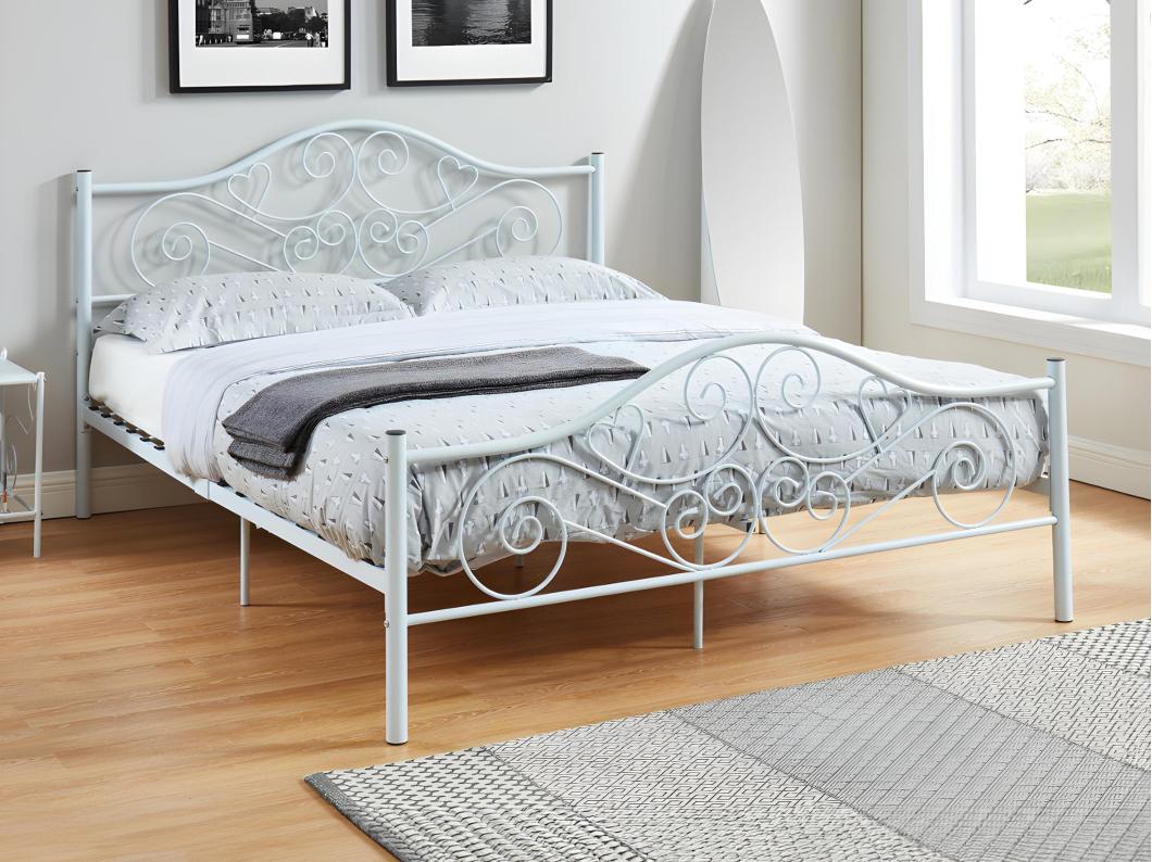 Letto matrimoniale 160 x 200 cm in Metallo Bianco - LEYNA