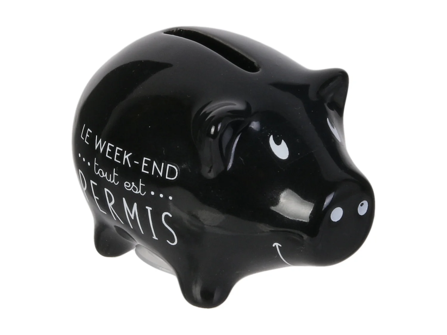 Lot de 6 Tirelires "Cochon Semainier" 7cm Noir & Blanc