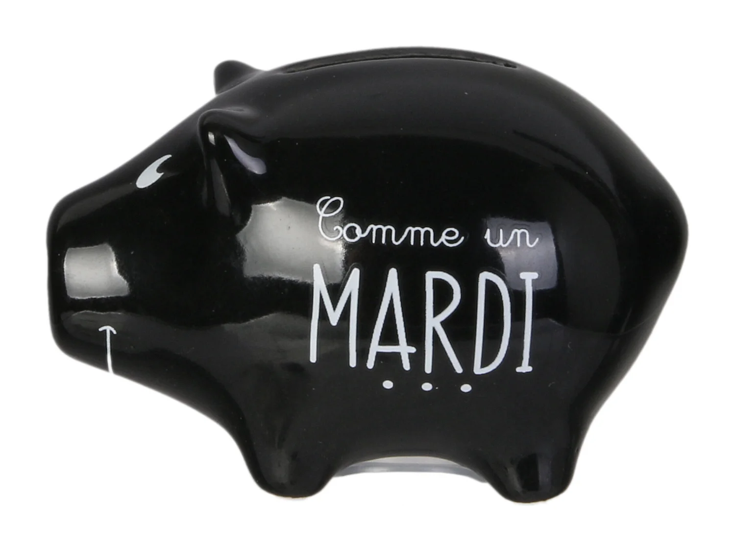 Lot de 6 Tirelires "Cochon Semainier" 7cm Noir & Blanc