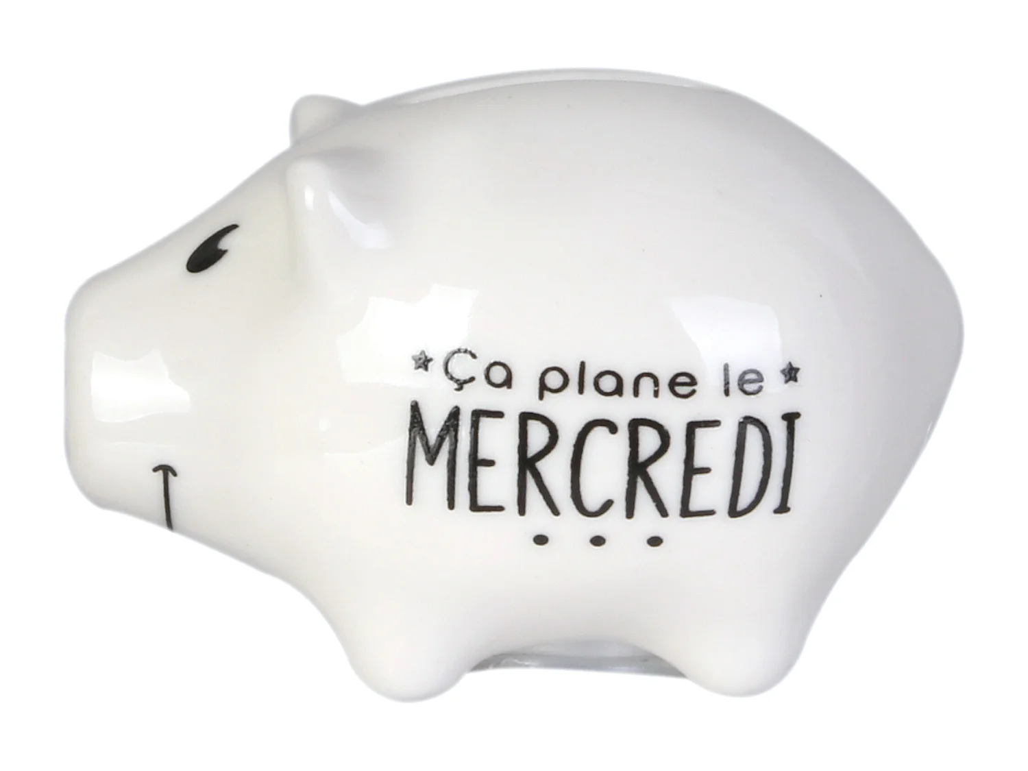 Lot de 6 Tirelires "Cochon Semainier" 7cm Noir & Blanc