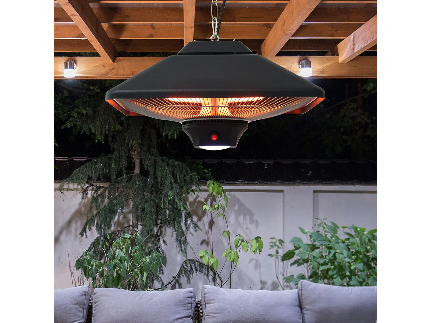 Estufa colgante de techo negro 43x43x25cm Outsunny