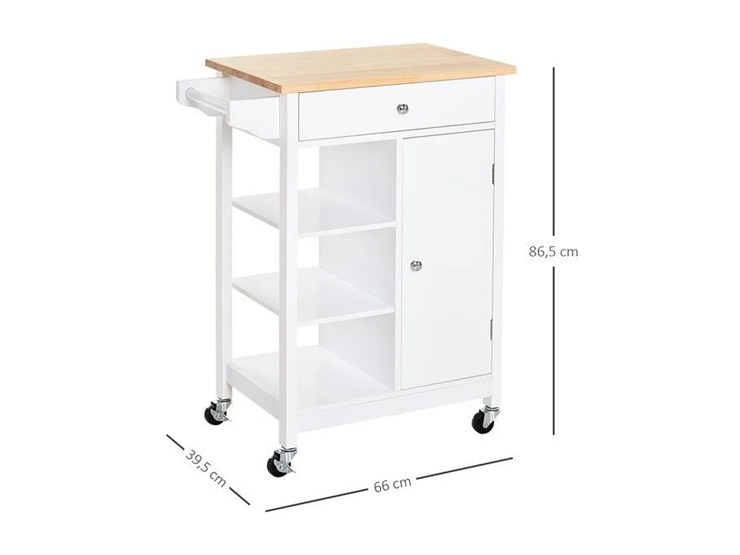 Carrito de cocina blanco 66x39.5x86.5 cm HOMCOM
