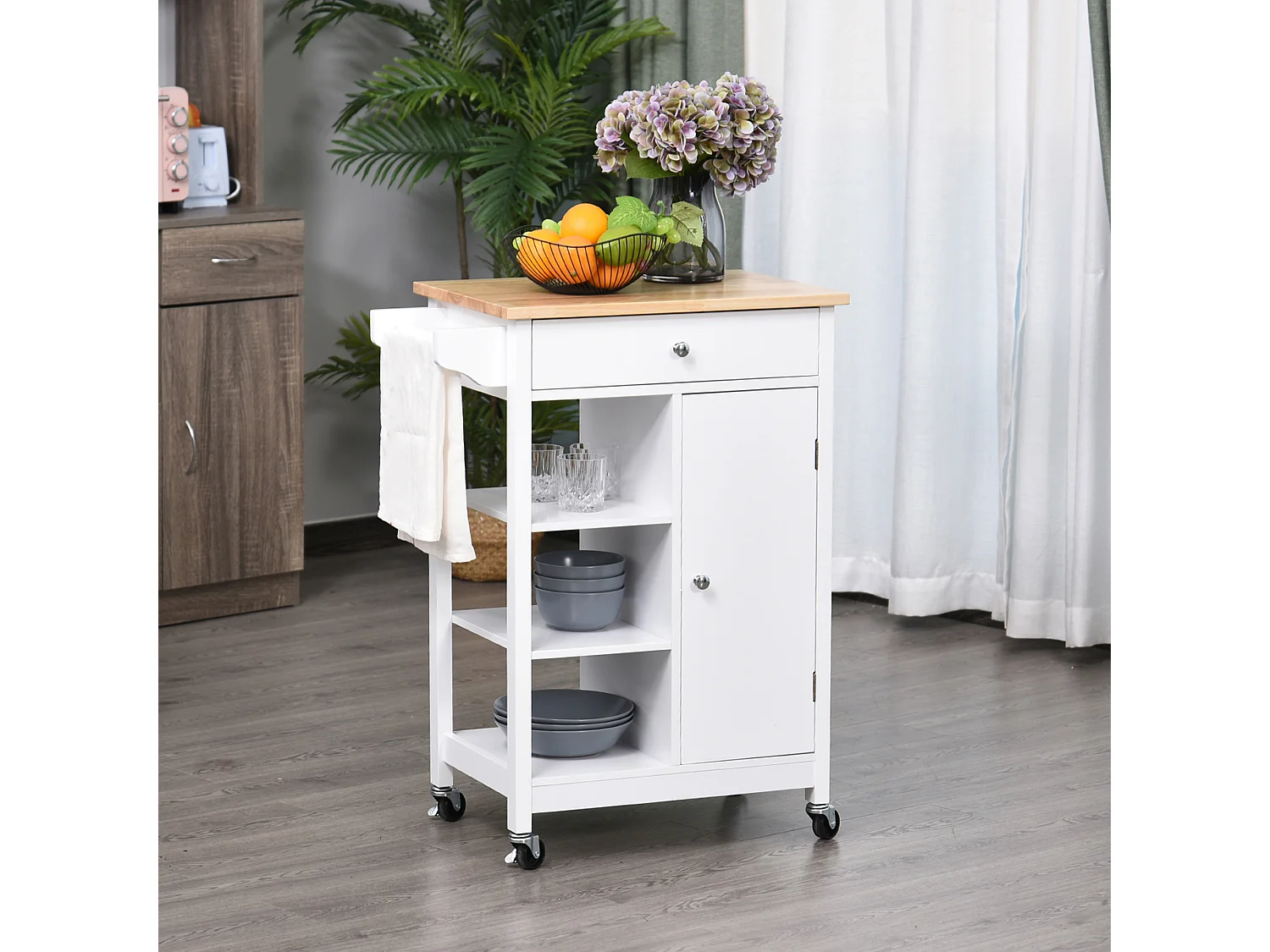 Carrito de cocina blanco 66x39.5x86.5 cm HOMCOM