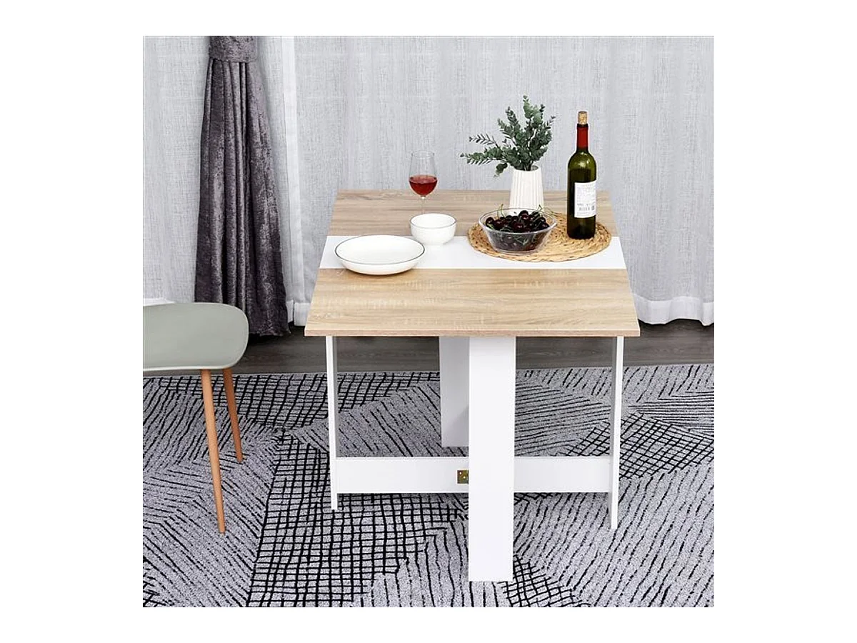 Mesa plegable cocina roble y blanco 103x76x73,5cm HOMCOM