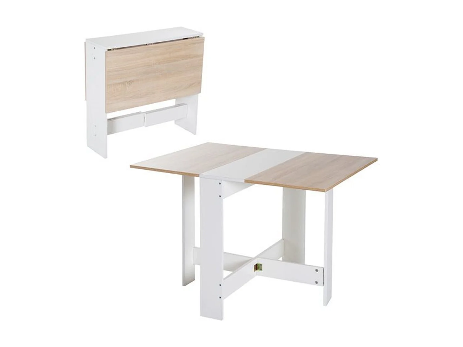 Mesa plegable cocina roble y blanco 103x76x73,5cm HOMCOM