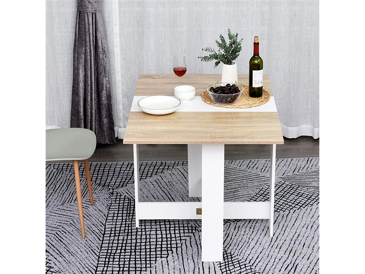 Mesa plegable cocina roble y blanco 103x76x73,5cm HOMCOM