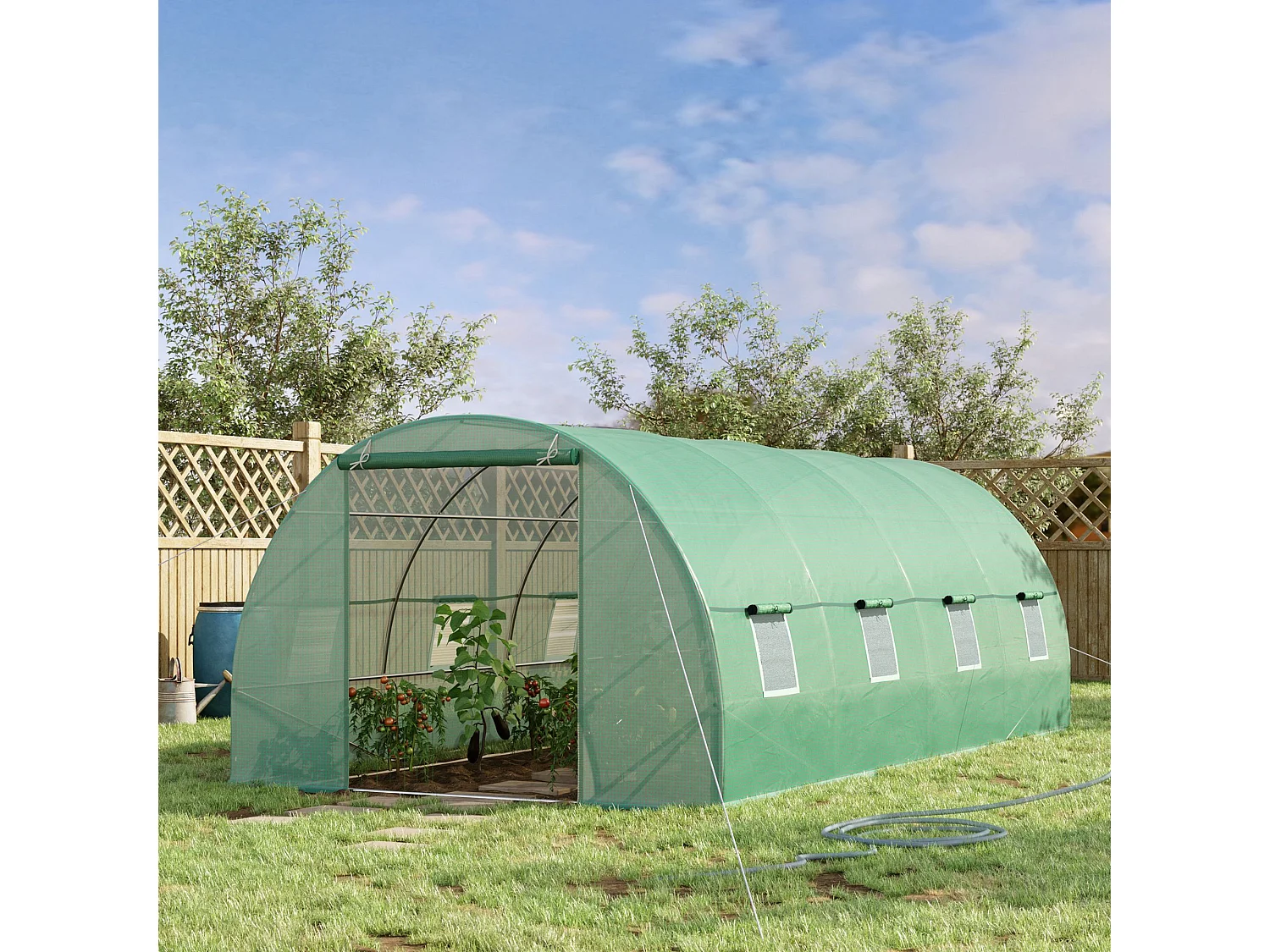 Invernadero verde oscuro 590x300x200 cm Outsunny