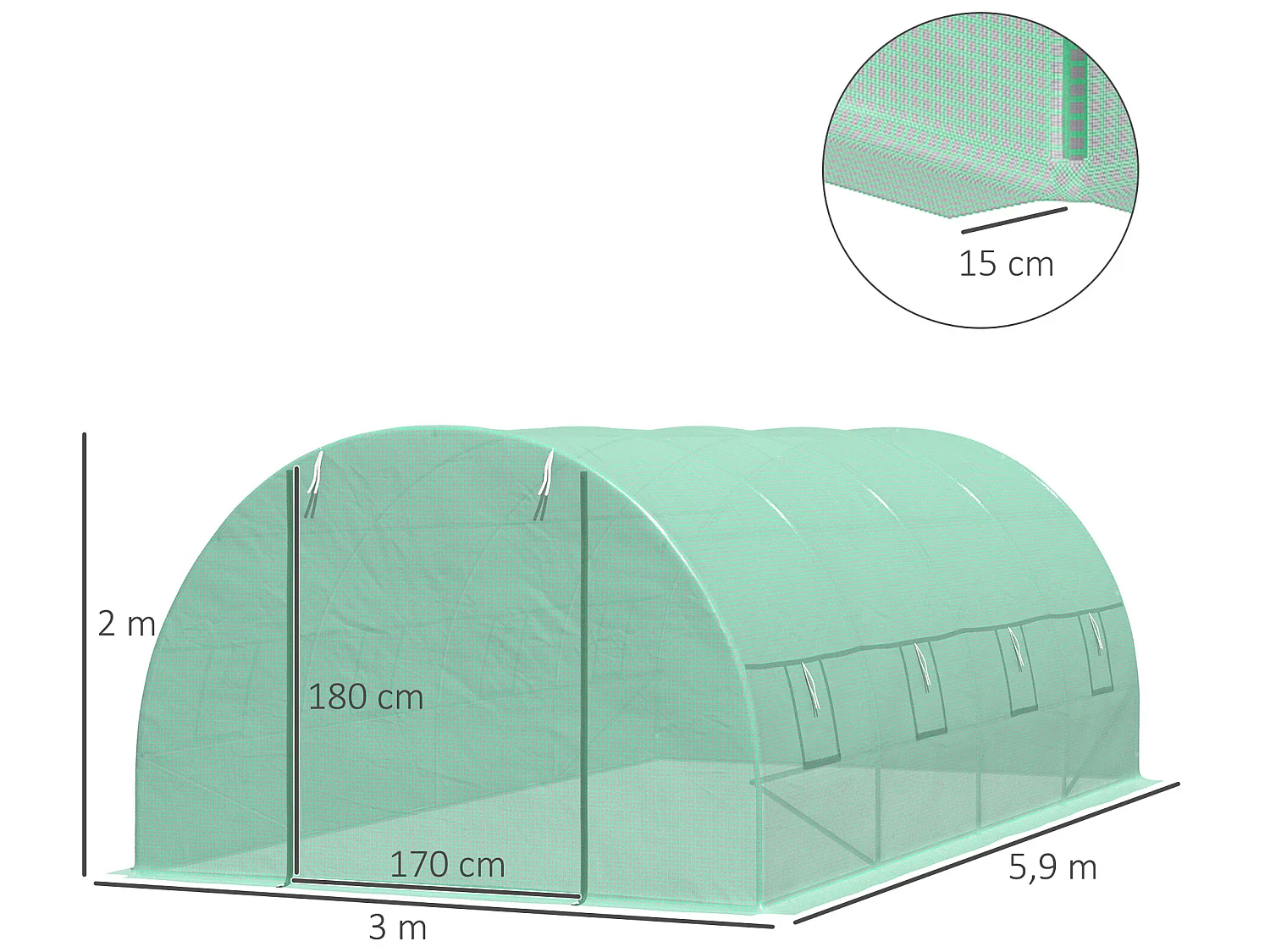 Invernadero verde oscuro 590x300x200 cm Outsunny