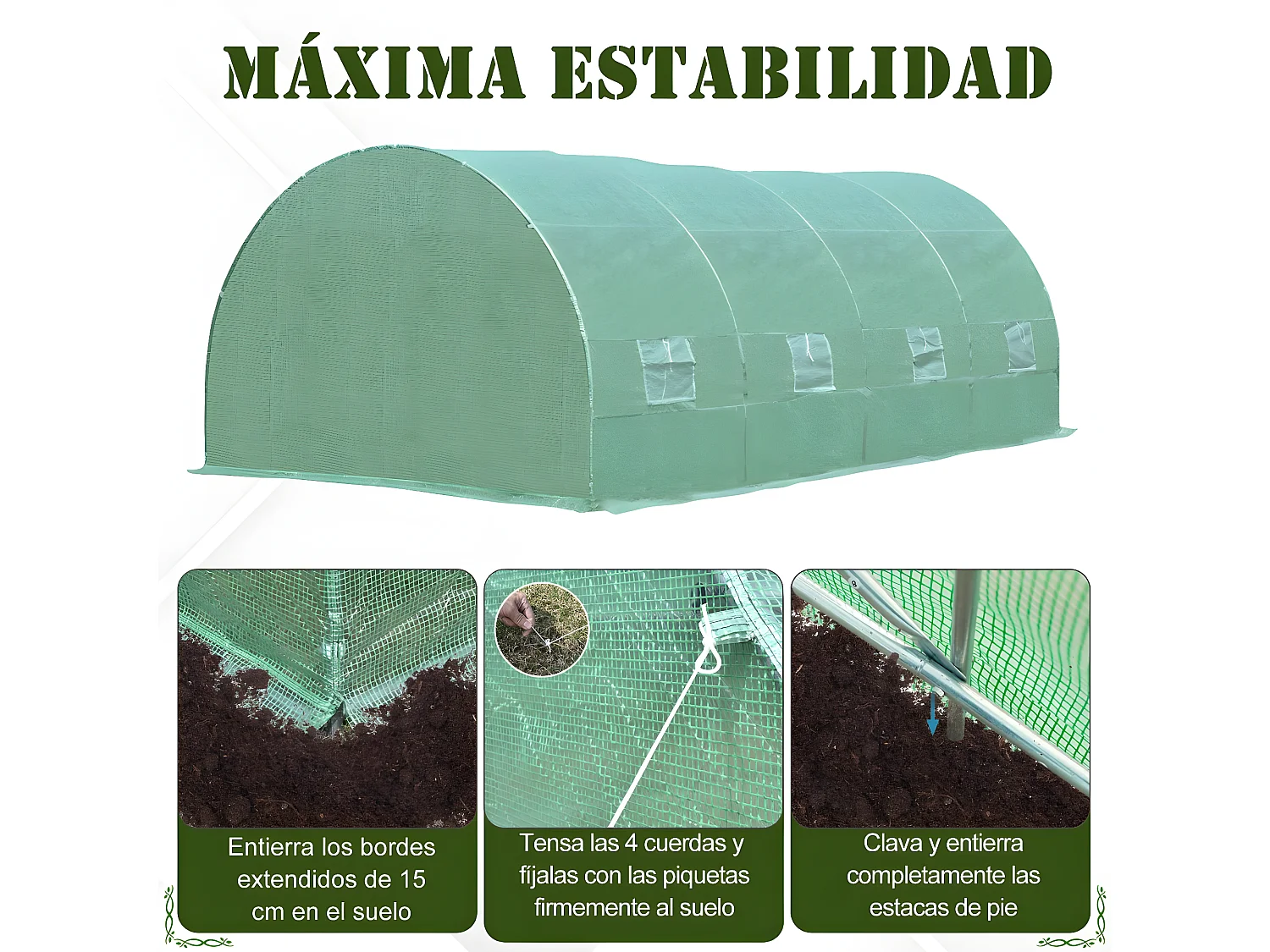 Invernadero verde oscuro 590x300x200 cm Outsunny