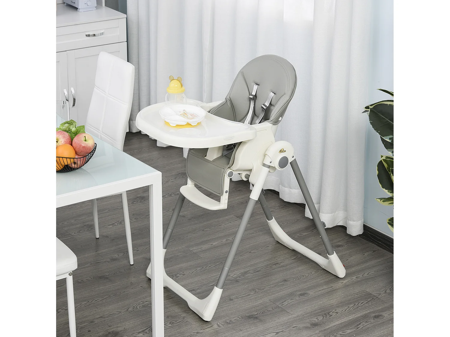 Trona para bebé gris 55 x 80 x 104 cm HOMCOM