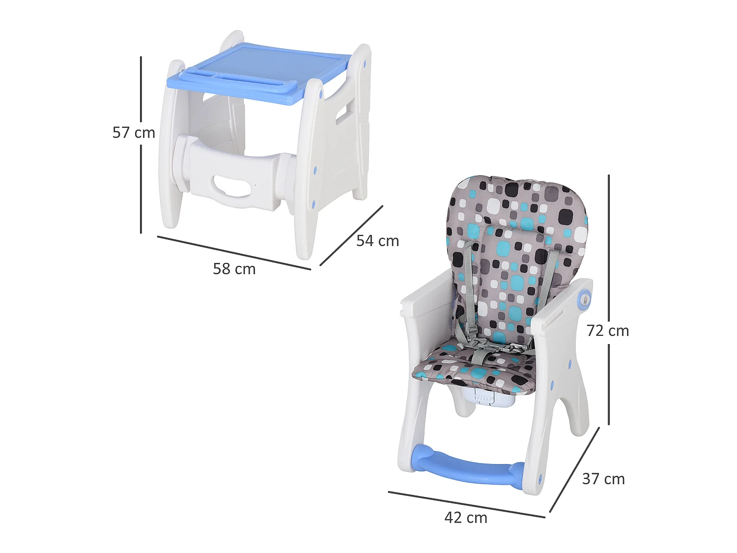 Silla elevada para bebé azul 57x59x105 cm HOMCOM