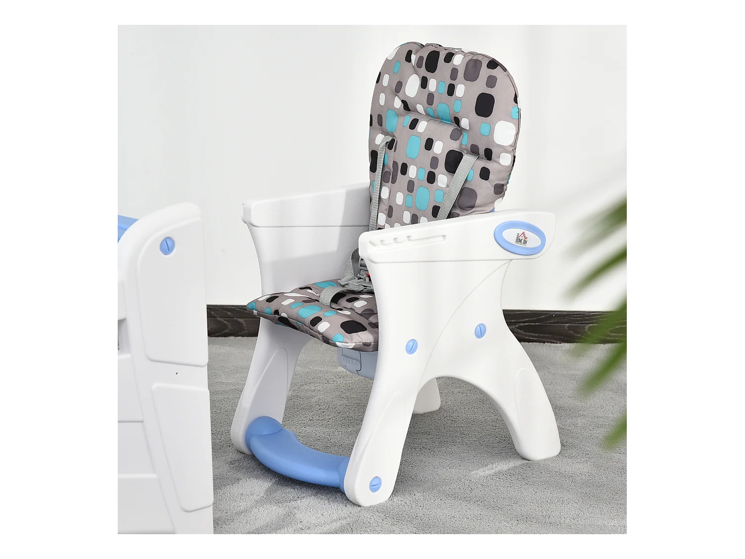 Silla elevada para bebé azul 57x59x105 cm HOMCOM