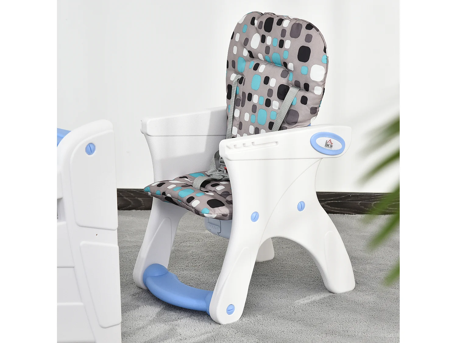 Silla elevada para bebé azul 57x59x105 cm HOMCOM