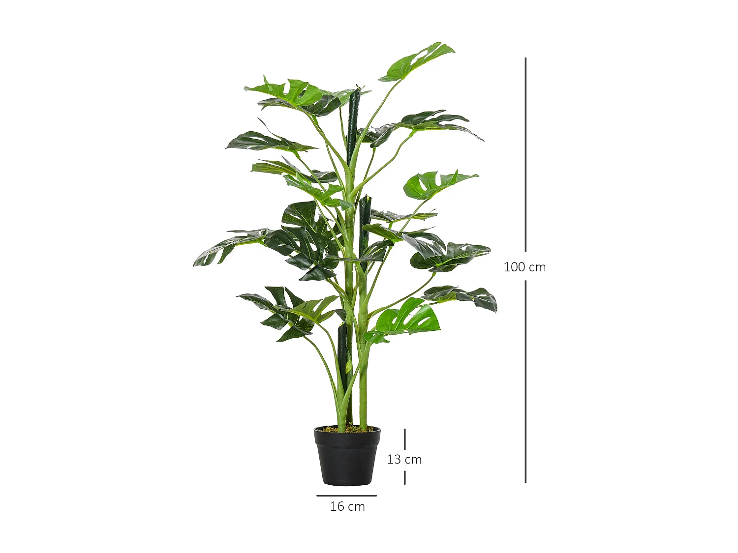 Planta monstera artificial verde 16x16x100 cm Outsunny