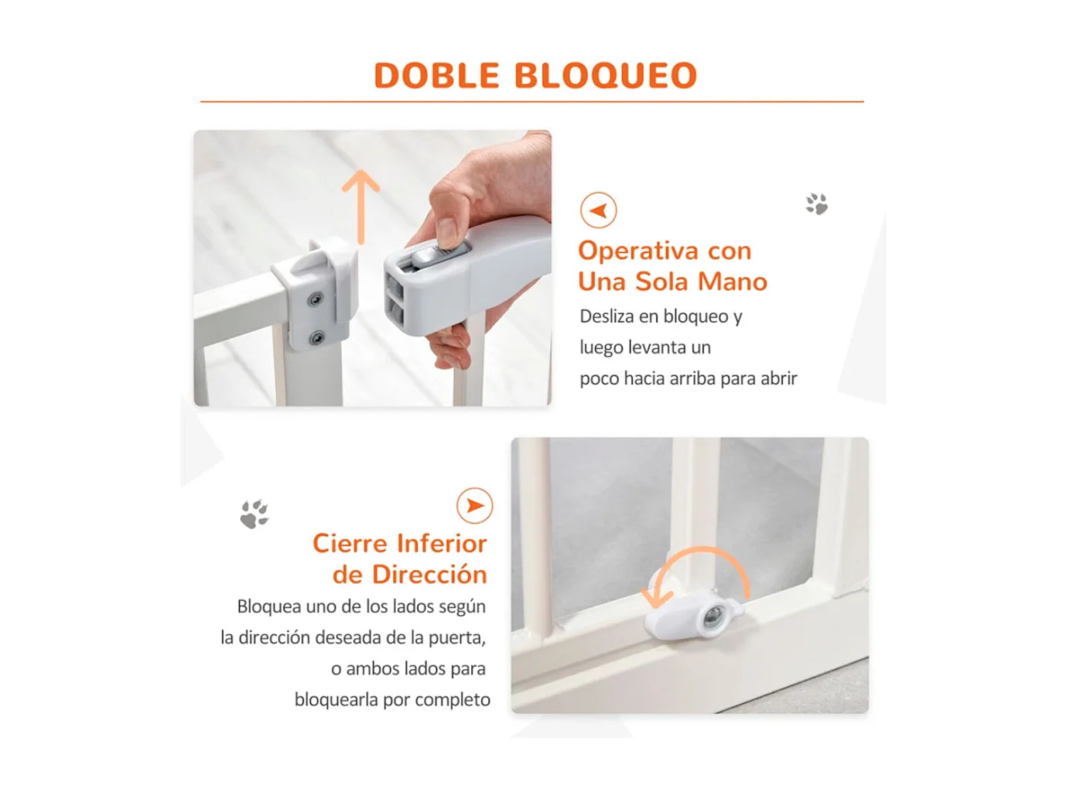 Barrera de seguridad para mascotas blanco 97.5x4x76.2 cm PawHut