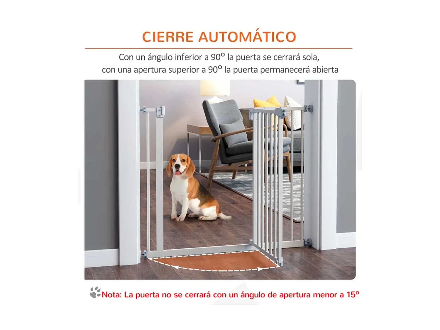 Barrera de seguridad para mascotas blanco 97.5x4x76.2 cm PawHut