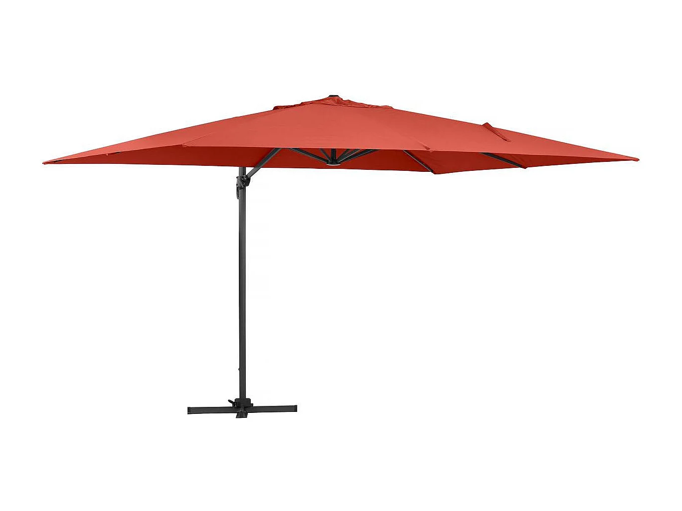 Parasol jardin déporté Alu "Sun 4 " - Rectangle - 3 x 4 m - Rouge - Dalles à lester incluses