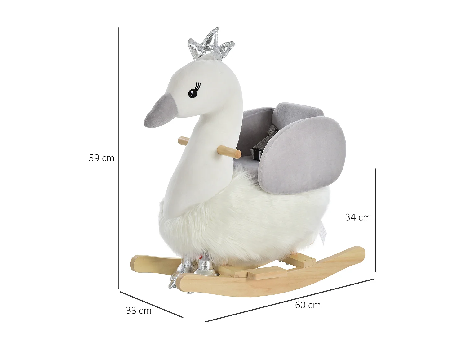 Caballo balancín de bebé blanco y gris 60x33x59 cm HOMCOM