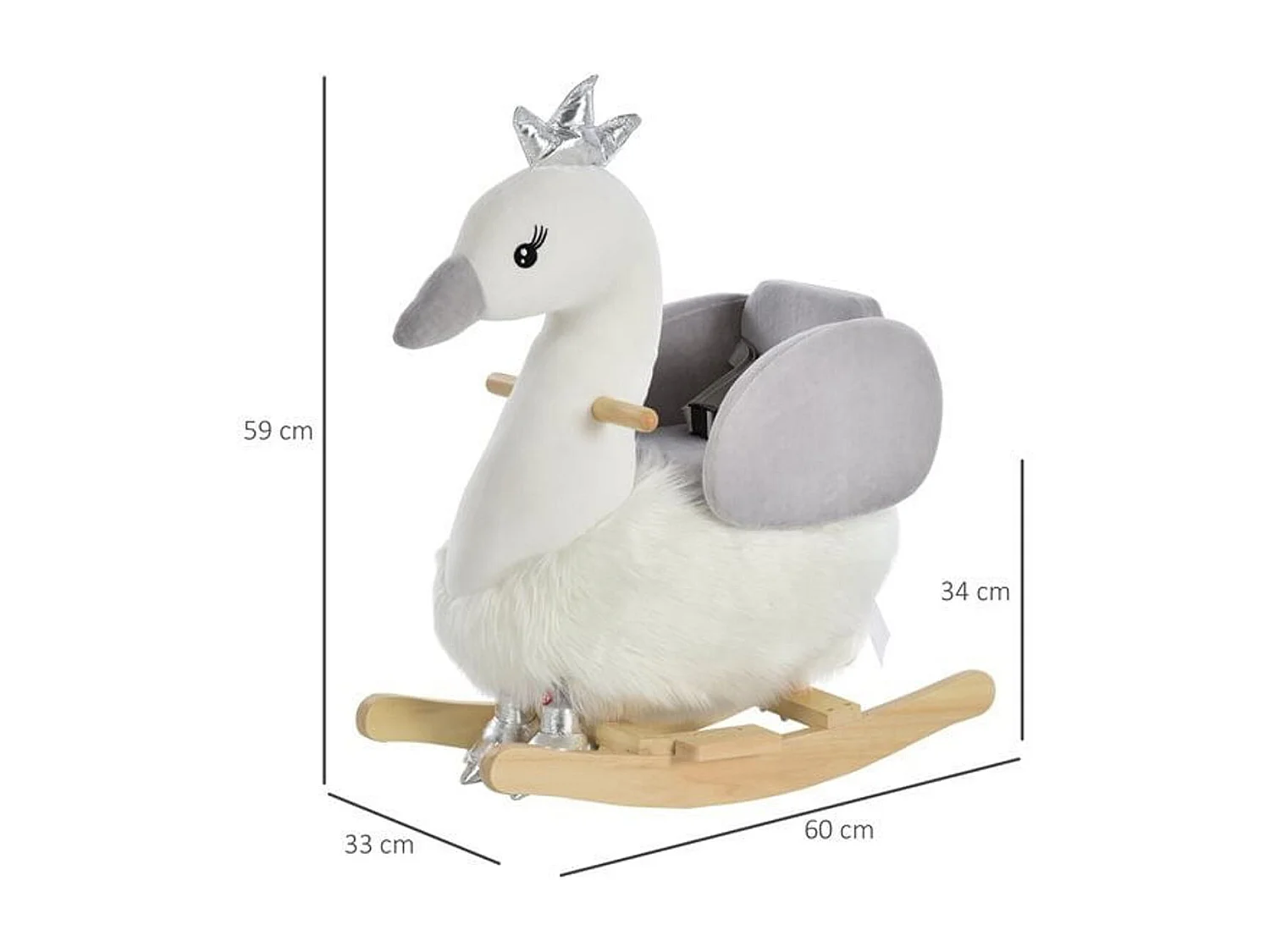 Caballo balancín de bebé blanco y gris 60x33x59 cm HOMCOM